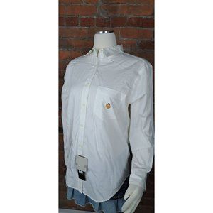 SOLDLauren Ralph Lauren White Button Down Tunic Length Embroidered Logo Size 10